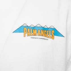 Palm Angels White Printed Cotton Crew Neck Full Sleeve T-shirt L