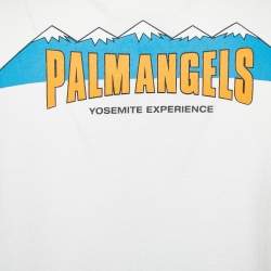 Palm Angels White Printed Cotton Crew Neck Full Sleeve T-shirt L