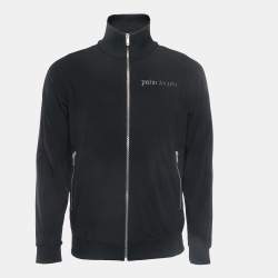 Palm Angels Black Logo Print Nylon Zip Front Jacket M
