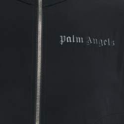 Palm Angels Black Logo Print Nylon Zip Front Jacket M