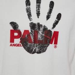 Palm Angels White Palm Sprayed Logo Printed Cotton Knit Crew Neck T-Shirt S