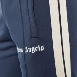 Palm Angels Navy Blue Knit Side Striped Track Pants S