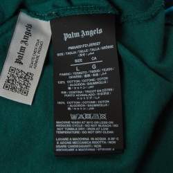 Pre Owned Palm Angels Green Spray Paint Bear Print Cotton T-Shirt L