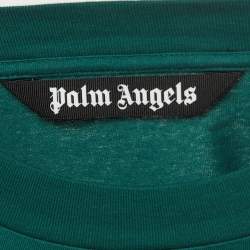 Pre Owned Palm Angels Green Spray Paint Bear Print Cotton T-Shirt L
