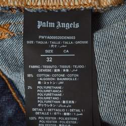 Pre Owned Palm Angels Blue Denim Logo print Straight-Leg Jeans M Waist 32''