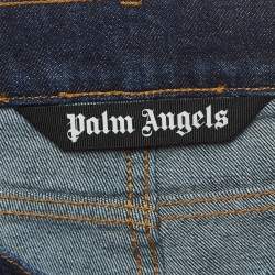 Pre Owned Palm Angels Blue Denim Logo print Straight-Leg Jeans M Waist 32''