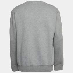 Palm Angels Grey Palm Trees Glitter Print Cotton Knit Sweatshirt L