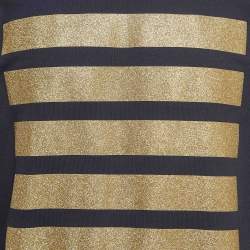 Pre Owned Palm Angels Navy Blue/ Gold Glitter Stripe Cotton Long Sleeve Sweatshirt L