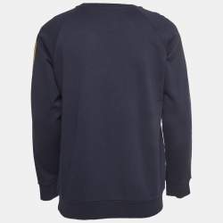 Pre Owned Palm Angels Navy Blue/ Gold Glitter Stripe Cotton Long Sleeve Sweatshirt L