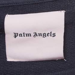Pre Owned Palm Angels Navy Blue/ Gold Glitter Stripe Cotton Long Sleeve Sweatshirt L