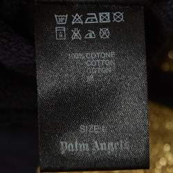 Pre Owned Palm Angels Navy Blue/ Gold Glitter Stripe Cotton Long Sleeve Sweatshirt L