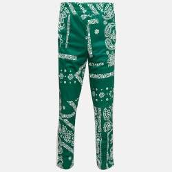 Palm Angels Green Bandana Print Technical Knit Track Pants L