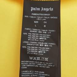 Palm Angels Yellow Printed Jersey Zipped Front Jacket L