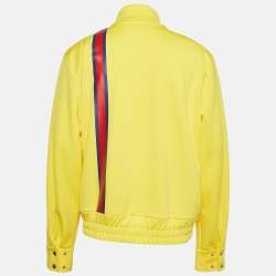 Palm Angels Yellow Printed Jersey Zipped Front Jacket L
