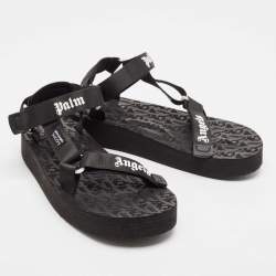 Palm Angels x Suicoke Black Canvas Slide Sandals Size 44