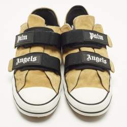Pre Owned Palm Angels Vulcanized Size 45 Beige Suede Velcro Low Top Sneakers