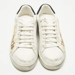 Pre Owned Palm Angels Palm One Size 41 White Sprayprint Leather Low Top Sneakers