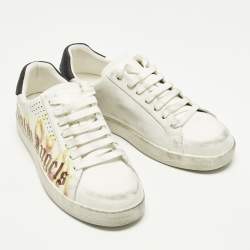 Pre Owned Palm Angels Palm One Size 41 White Sprayprint Leather Low Top Sneakers