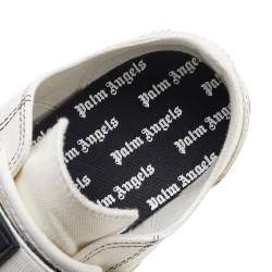 Palm Angels White Canvas Vulcanized Low Top Sneakers Size 42