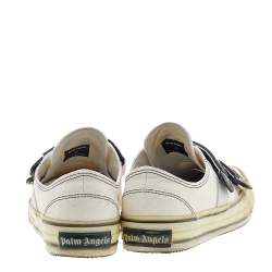 Palm Angels White Canvas Vulcanized Low Top Sneakers Size 42