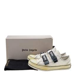 Palm Angels White Canvas Vulcanized Low Top Sneakers Size 42