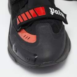 Palm Angels Black Leather And Fabric Canvas Vulcanized Low Top Sneakers Size 42