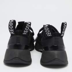Palm Angels Black Leather And Fabric Canvas Vulcanized Low Top Sneakers Size 42