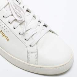Palm Angels White/Cream Leather Lace Up Sneakers Size 41
