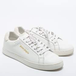 Palm Angels White/Cream Leather Lace Up Sneakers Size 41