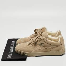Palm Angels Olive Green Suede Lace Up Sneakers Size 43