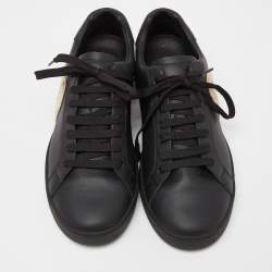 Palm Angels Black Leather Teddy Low Top Sneakers Size 42