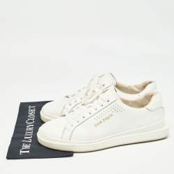 Palm Angels White Leather Two Low Top Sneakers Size 45