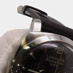 Panerai Black Stainless Steel Luminor Manual Winding Men's Wristwatch 44 mm