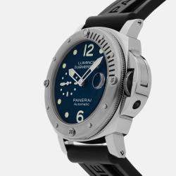 Panerai Blue Stainless Steel Luminor Submersible Automatic Men's Wristwatch 44 mm