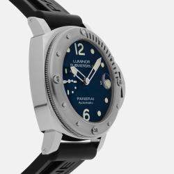 Panerai Blue Stainless Steel Luminor Submersible Automatic Men's Wristwatch 44 mm