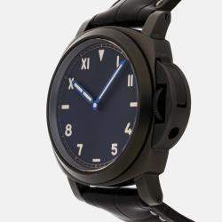 Panerai Black Titanium Luminor Manual Winding Men's Wristwatch 44 mm