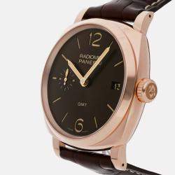 Panerai Brown 18k Rose Gold Radiomir Manual Winding Men's Wristwatch 47 mm