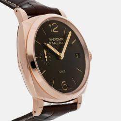 Panerai Brown 18k Rose Gold Radiomir Manual Winding Men's Wristwatch 47 mm