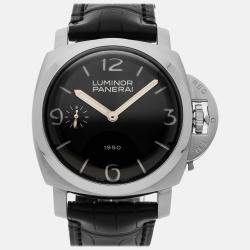 Panerai Black Stainless Steel Luminor PAM00127 Manual Winding Men's Wristwatch 47 mm