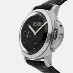 Panerai Black Stainless Steel Luminor PAM00127 Manual Winding Men's Wristwatch 47 mm