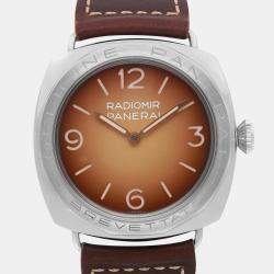 Panerai Brown Stainless Steel Radiomir 3 Days PAM00687 Manual Winding Men's Wristwatch 47mm