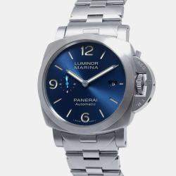 Panerai Blue Stainless Steel Luminor Marina PAM01058 Automatic Men's Wristwatch 44 mm