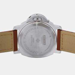 Panerai Black Stainless Steel Luminor Marina PAM00005 Manual Winding Men's Wristwatch 44 mm