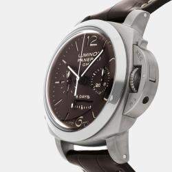 مملوكة مسبقًا ساعة يدوية بانيراي لومينور 1950 كرونو مونوبولسانت 8 أيام جي إم تي PAM 311 تعبئة يدوية رجالية 44 ملم