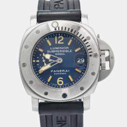 Panerai Blue Stainless Steel Luminor Submersible PAM00087 Automatic Men's Wristwatch 44mm