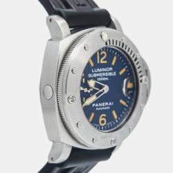 Panerai Blue Stainless Steel Luminor Submersible PAM00087 Automatic Men's Wristwatch 44mm
