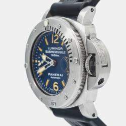 Panerai Blue Stainless Steel Luminor Submersible PAM00087 Automatic Men's Wristwatch 44mm