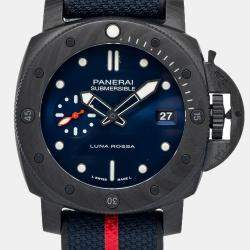 Panerai Submersible Luna Rossa PAM01563 Limited Edition Automatic Blue Carbon Men's Wristwatch 44mm