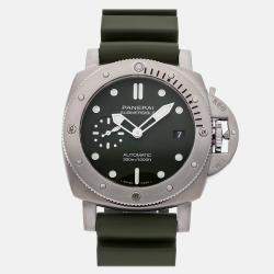 Pre Owned Panerai Luminor Submersible PAM01055 Automatic Green Stainless Steel Men’s Wristwatch 42 mm