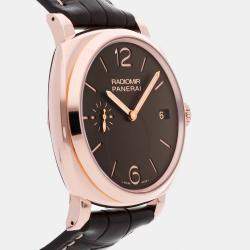 Pre Owned Panerai Radiomir 1940 PAM00515 Manual Winding Black 18k Rose Gold Men’s Wristwatch 47mm